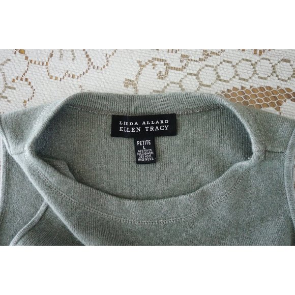 Vtg 90s Linda Allard Ellen Tracy Grey Cashmere Knit Sleeveless Top size Large - Picture 3 of 6